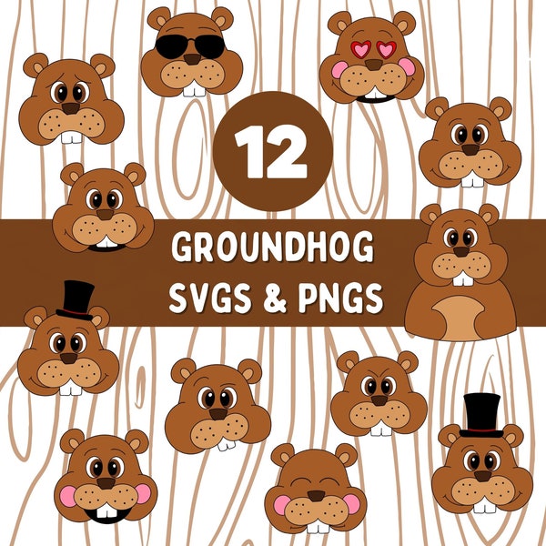 Cute Groundhog Clipart | Groundhog PNG | Groundhog Day | Groundhog Faces | Groundhog SVG | Happy Groundhog | Woodchuck Clipart