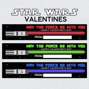 Cartes de Saint-Valentin Star Wars | Imprimable Saint-Valentin pour enfants | Saint-Valentin sans bonbons | Que la force soit avec vous | Saint-Valentin | Bâton lumineux
