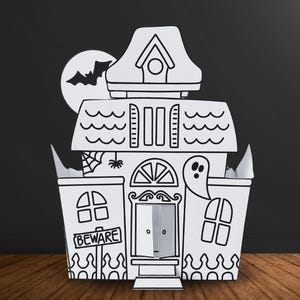 Artisanat de maison en papier maison hantée | Coloriage Halloween pour enfants | Activités d&#39;Halloween | Artisanat d&#39;automne | Activité papier | Coloriage Halloween