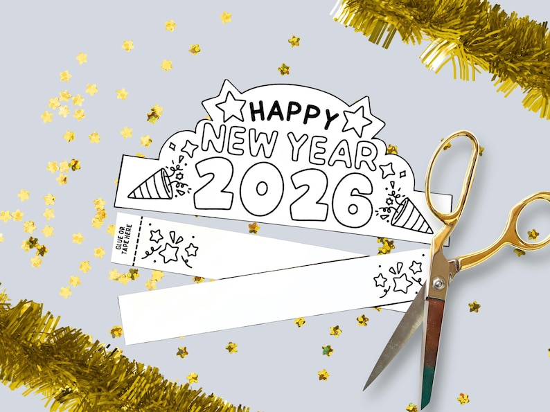 2026 New Year Paper Hat: Kids Coloring Activity (PDF) image 2