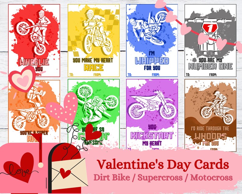 Valentine's Day Cards Dirt Bike Motocross Supercross - Etsy