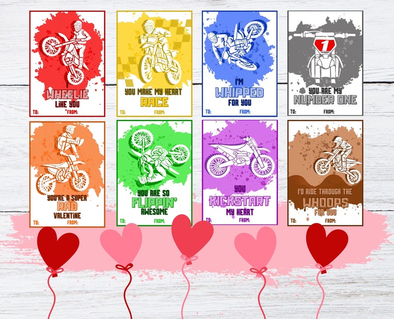 Valentine's Day Cards Dirt Bike Motocross Supercross Printable ...