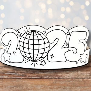 New Year&#39;s 2025 Coloring Activity | Happy New Year Hat | New Year&#39;s Kids | New Year Craft 2025 | New Year&#39;s Kids | Winter Party | NYE Party