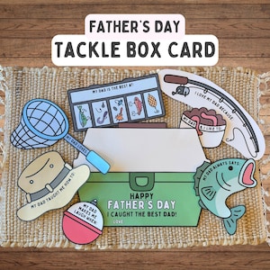 Tackle Box-kaart voor Vaderdag | Alles over mijn vader | Afdrukbare Vaderdagkaart | Vaderdagknutsel | Kaart voor papa | Vissende vader kaart | Papa