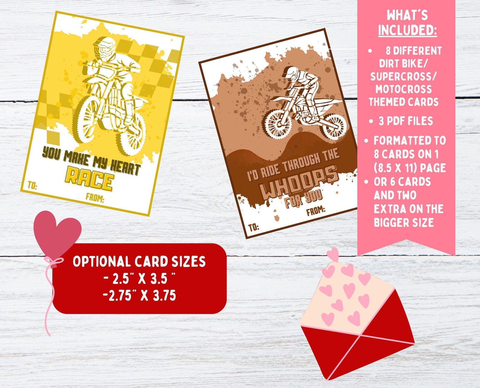 Valentine's Day Cards Dirt Bike Motocross Supercross Printable ...