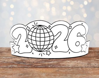 2026 New Year's Coloring Hat: Kids' Party Craft (PDF)