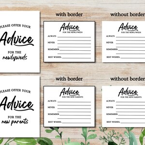 Printable Advice Cards | Newlyweds| New Parents | Advice Cards | Baby ...