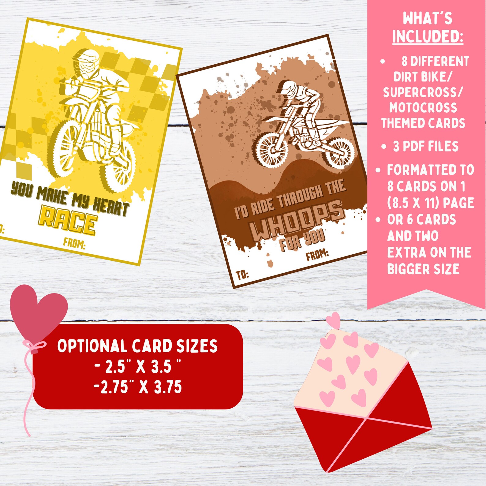 Valentine's Day Cards Dirt Bike Motocross Supercross Printable ...