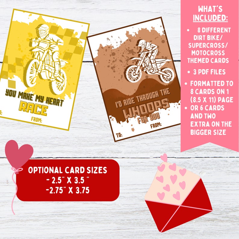 Valentine's Day Cards Dirt Bike Motocross Supercross Printable ...