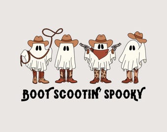 Cowboy Ghost Halloween PNG: Western Spooky Clipart (Digital Download)