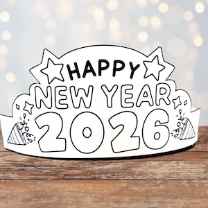 2026 Neujahr Papierhut: Kinder Ausmalen (PDF)