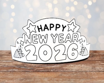 2026 New Year Paper Hat: Kids Coloring Activity (PDF)