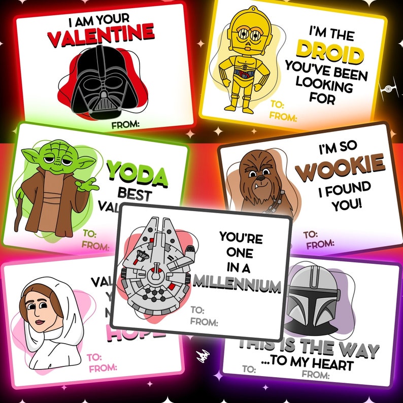 Star Wars Valentine's Day Cards Kids Printable Valentines Classroom ...