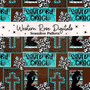 Saved by Grace Seamless Pattern, Christian Digital Paper (PNG File)