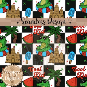 summer kids seamless pattern, seamless design, checkered seamless, summer seamless, digital designs, trendy png, digital download, png file
