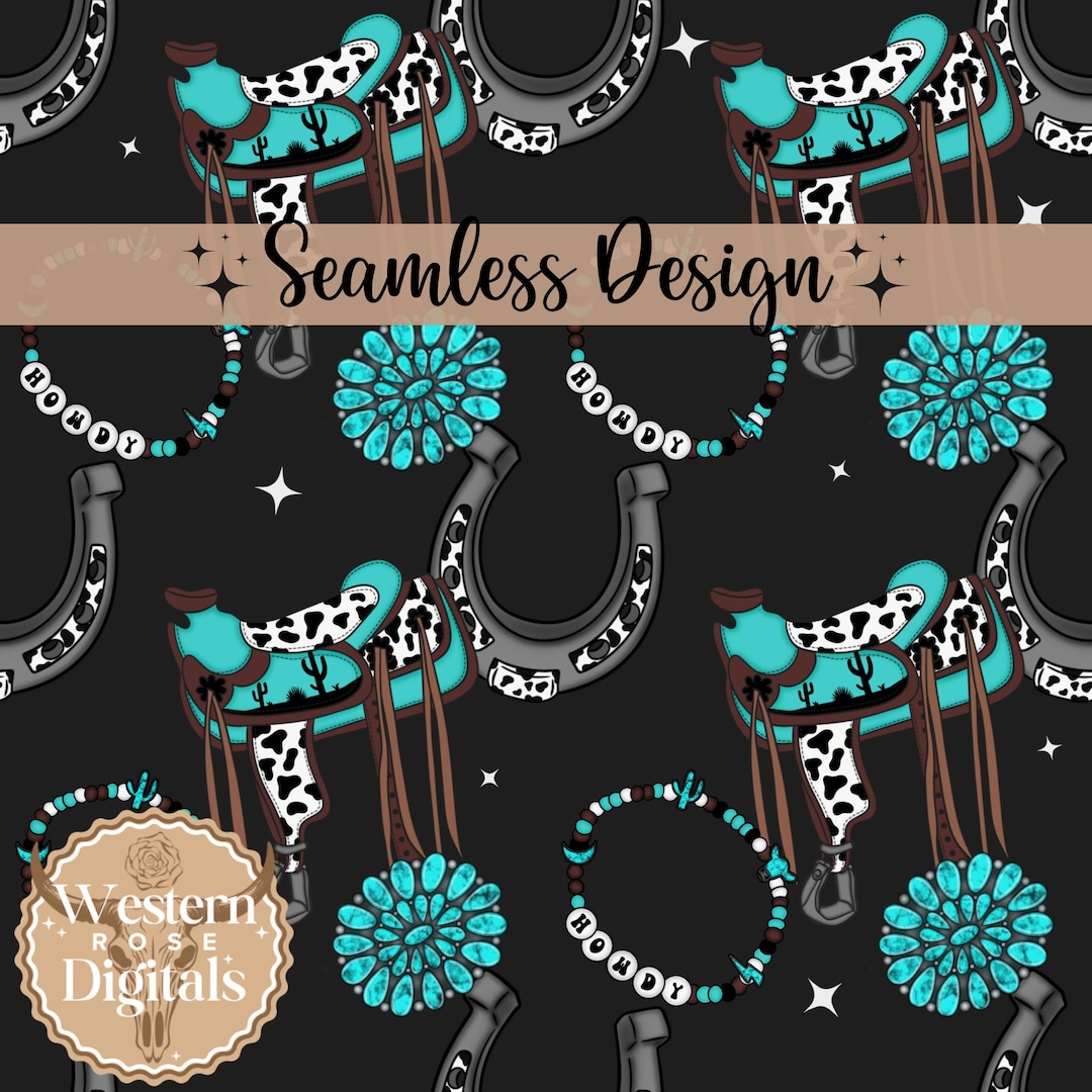 Turquoise Western Cowprint Seamless Pattern (digital Design) - Etsy
