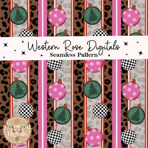 leopard print Christmas seamless pattern, Christmas ornament seamless design, png file, digital download, digital designs, trendy seamless