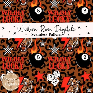 wildly lucky seamless pattern png design, seamless designs, lion seamless, punchy seamless, png file, digital paper, checkered seamless