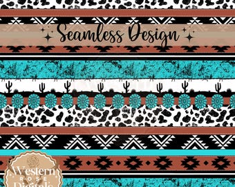 Western seamless pattern, western seamless design, Aztec seamless, cowprint seamless, digital paper, digital download, digital designs