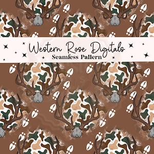 Boys Deer Seamless Pattern, Camo Digital Paper (Digital Download)