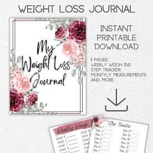 Floral Weight Loss Journal: Daily Health Tracker (Printable PDF)