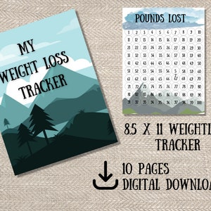 Printable Weightloss Tracker | Outdoors theme | Gender Neutral Weightloss Journal