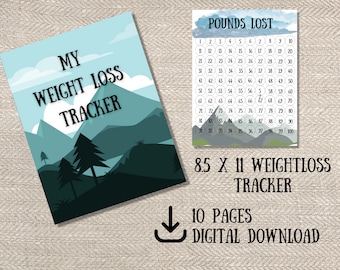 Printable Weightloss Tracker | Outdoors theme | Gender Neutral Weightloss Journal
