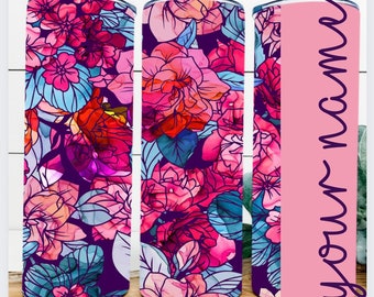 Floral watercolor custom tumbler