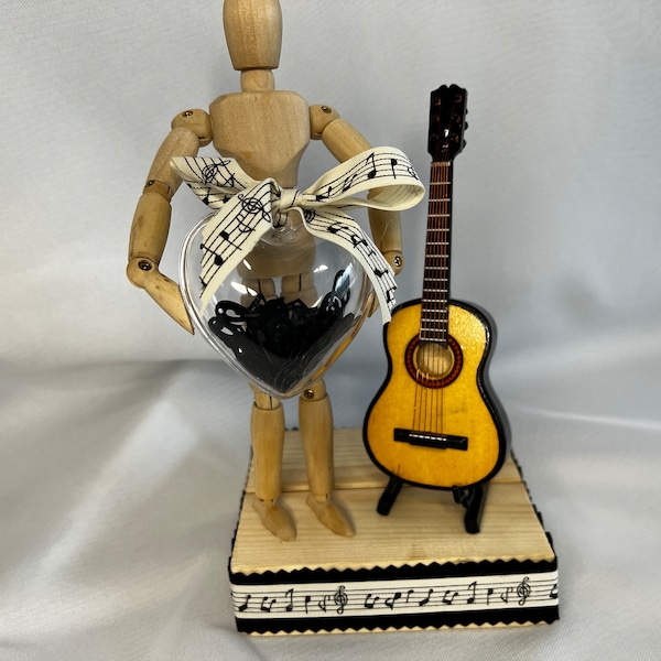 music lover gift, cute gift for him, guitar gift, music figure, musical notes, acoustic guitar gift,