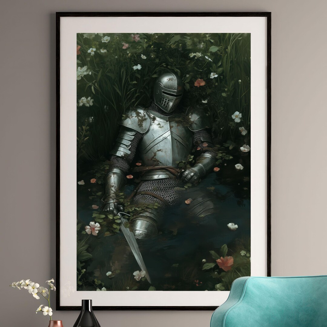 Fallen Knight II Art Print, Gothic Decor, Medieval Wall Art, Dark ...