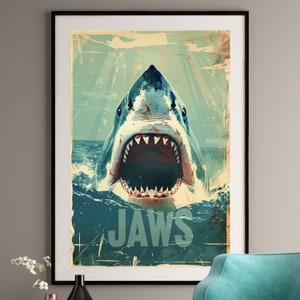 Cartel de la película Vintage Jaws, Recuerdos de la película, Steven Spielberg, Cartel de la película vintage