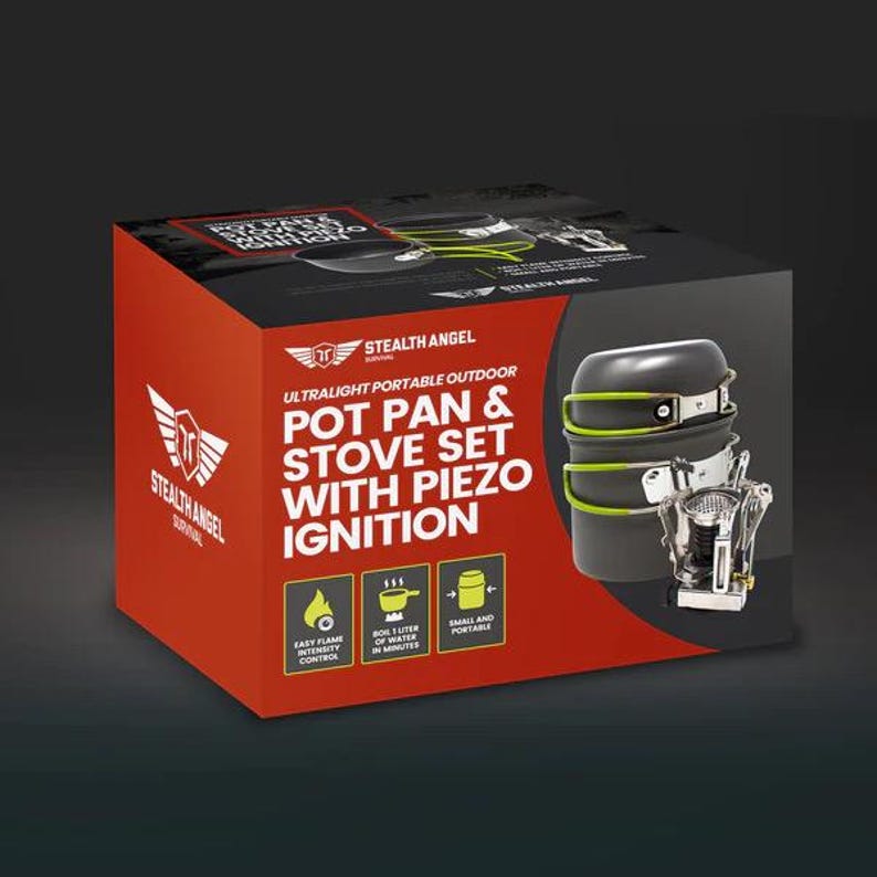 SurvivalPreppersShop Pot Pan & Stove Set - Thumbnail 4