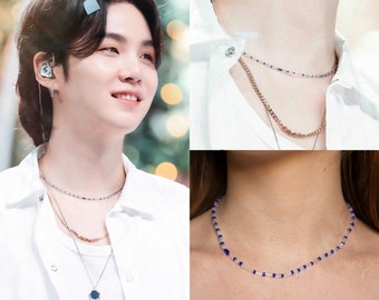 [15WOL] BTS SUGAさん着用☆Layered Couple Beads Necklace K-pop Bts Suga From Twitter, Permission to Dance and yet to