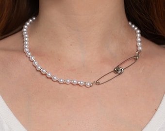 ★BTS RM 着用★【usite】White Pearl Mix Necklace Namjoon necklace outlet