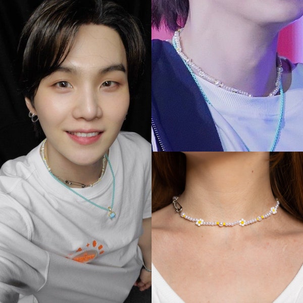 k-pop bts suga from twitter, permission to dance and yet to come concerts - handmade necklace