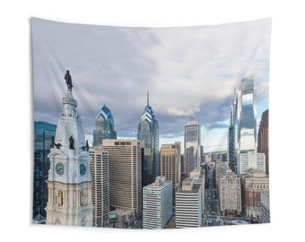 Philadelphia Skyline City Hall Indoor Wall Tapestry