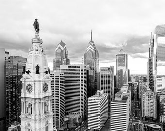 Philadelphia City Hall Black and White Wall Art - Instant Digital Download