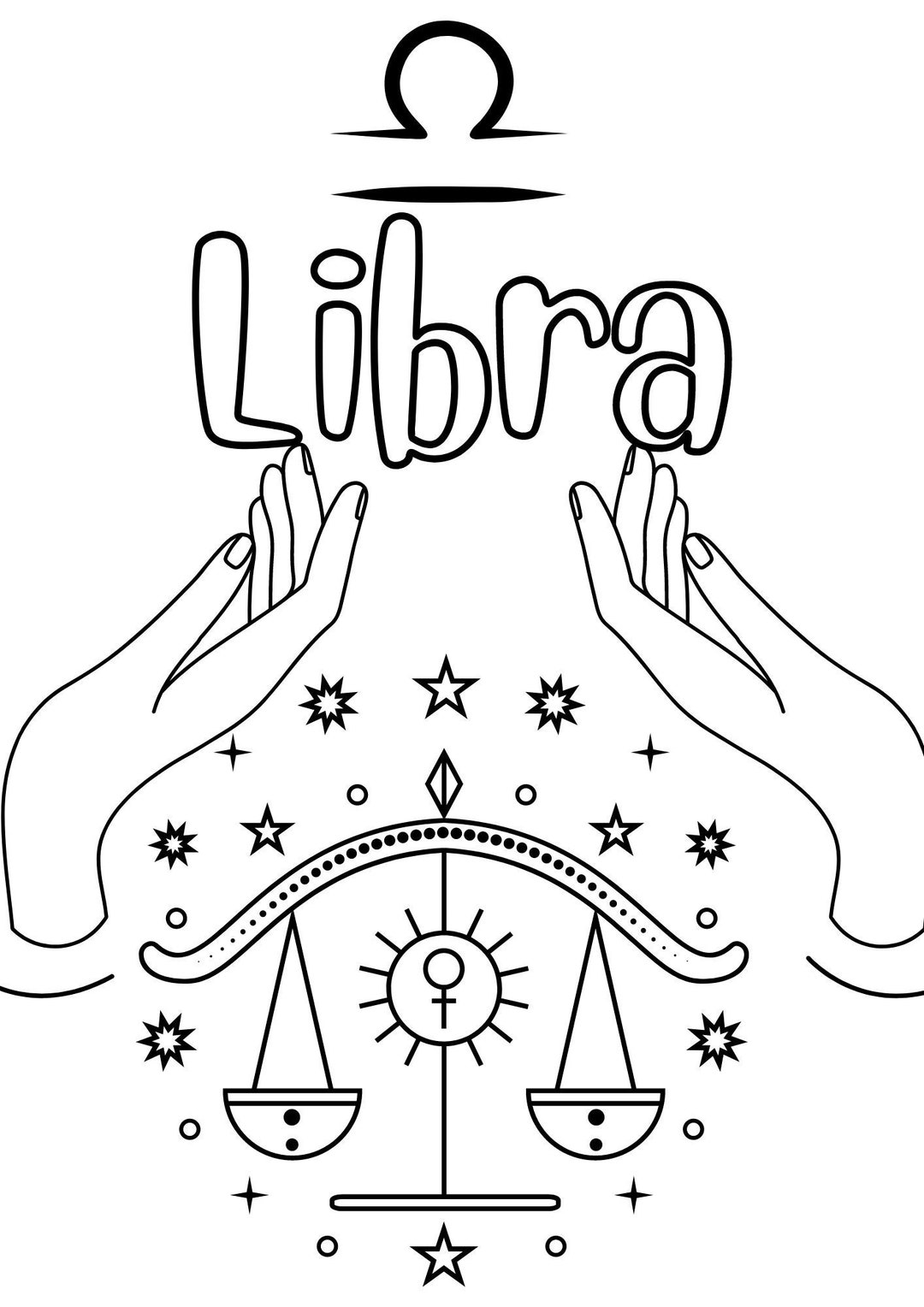 Zodiac Coloring Page libra Etsy