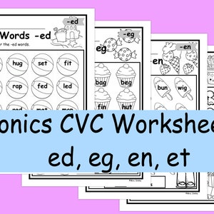 Phonics CVC Arbeitsblätter, CVC Wortsuche &#39;e&#39; für Kindergarten und erste Klasse