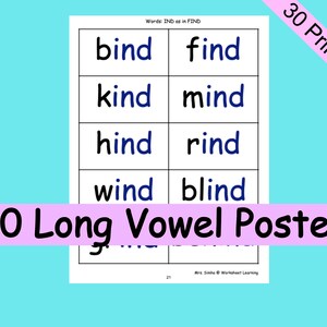 Phonics Long Vowel Posters (printables) Phonics Posters/flashcards for ...