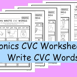 Phonics CVC Worksheets- Ich kann CVC Wörter schreiben! für Kindergarten und Erste Klasse