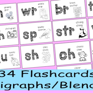 Phonics Flash Cards, Digraphs and Blends!