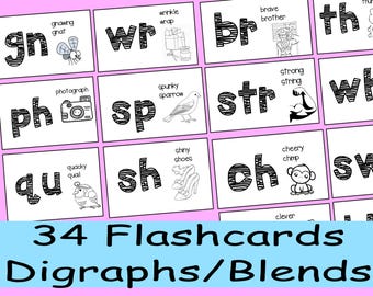 Phonics Flash Cards, Digraphs and Blends!