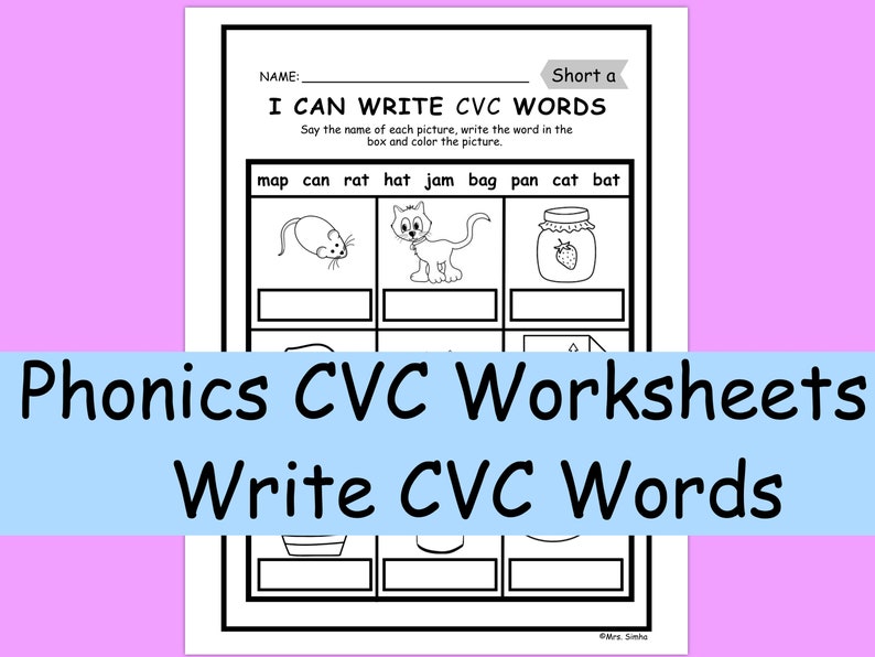 Phonics CVC Worksheets- I Can Write CVC Words! for Kindergarten and First Grade image 2