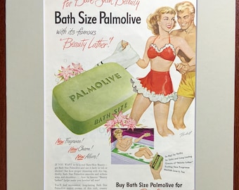 Original 1949 Randall Illustration Palmolive Soap Vintage 11” x 14” Matted Print Ad