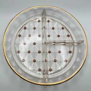 Mid Century Modern Glass Relish Condiment Divided Dish
