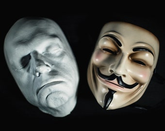 V for vendetta mask replica created from screen used mask - with Hugo Weaving lifemask.