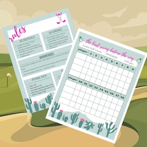 Der letzte Schwung vor dem Ring, Junggesellinnenabschied, Golf Scorecard, Party Scorecard, editierbar, Party Golf