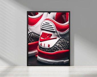 Air Jordan 3 Fire Red Sneaker Poster