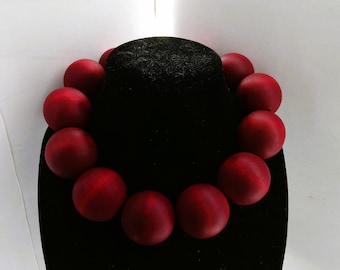 Fire Red Akuma wood beads necklace. short style.